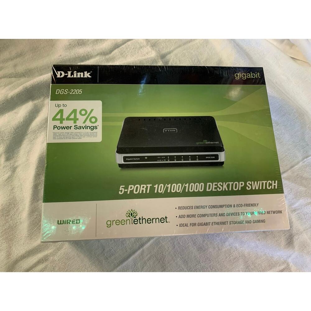 D-Link DGS-2205 5-Port Gigabit Ethernet Desktop Switch 10/100/1000 NEW SEALED